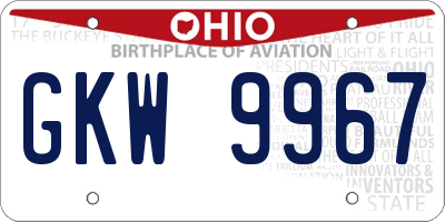 OH license plate GKW9967