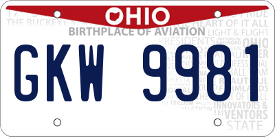 OH license plate GKW9981