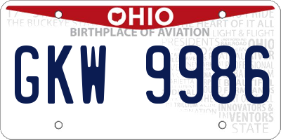 OH license plate GKW9986