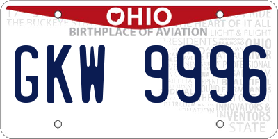 OH license plate GKW9996