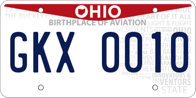 OH license plate GKX0010