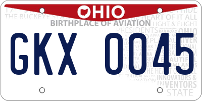 OH license plate GKX0045