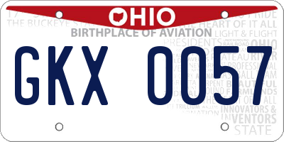 OH license plate GKX0057