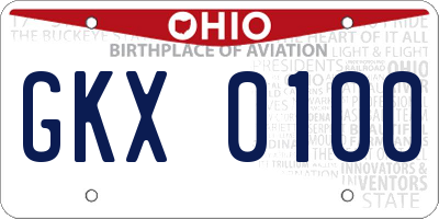 OH license plate GKX0100