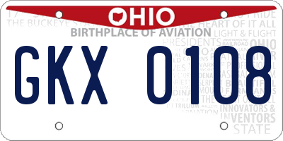 OH license plate GKX0108