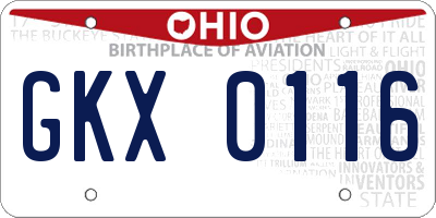 OH license plate GKX0116