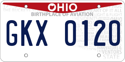 OH license plate GKX0120