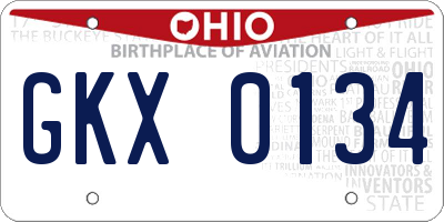 OH license plate GKX0134