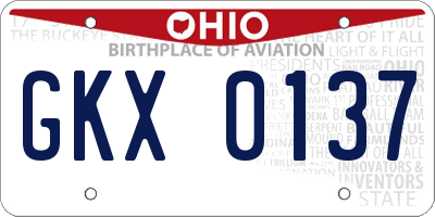 OH license plate GKX0137