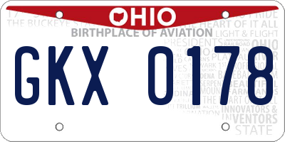 OH license plate GKX0178