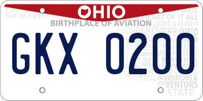 OH license plate GKX0200