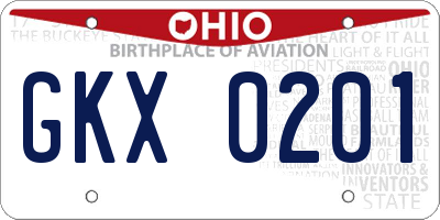 OH license plate GKX0201