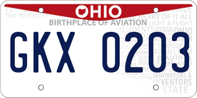 OH license plate GKX0203
