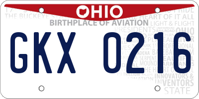 OH license plate GKX0216