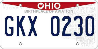 OH license plate GKX0230