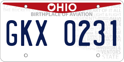 OH license plate GKX0231