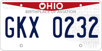 OH license plate GKX0232