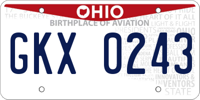 OH license plate GKX0243