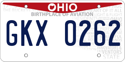 OH license plate GKX0262