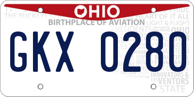 OH license plate GKX0280