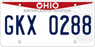 OH license plate GKX0288