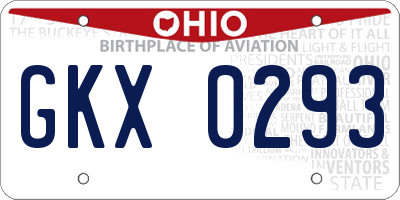 OH license plate GKX0293