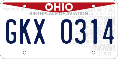 OH license plate GKX0314