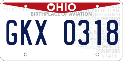 OH license plate GKX0318