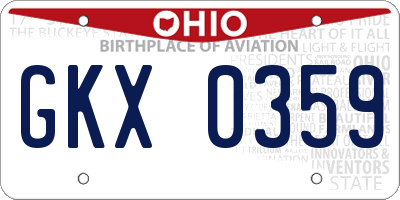 OH license plate GKX0359
