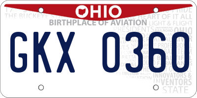 OH license plate GKX0360