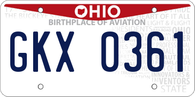 OH license plate GKX0361