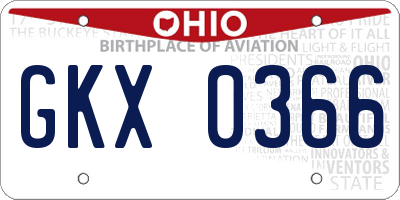 OH license plate GKX0366