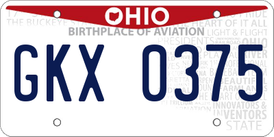 OH license plate GKX0375