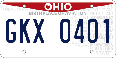 OH license plate GKX0401