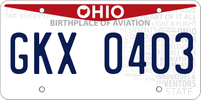 OH license plate GKX0403