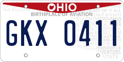 OH license plate GKX0411