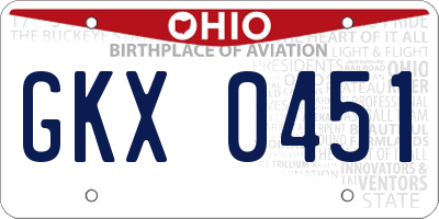 OH license plate GKX0451
