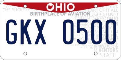 OH license plate GKX0500