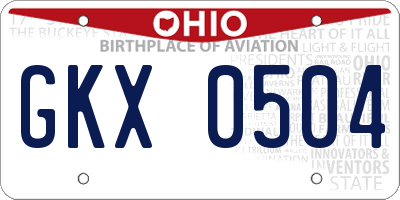 OH license plate GKX0504