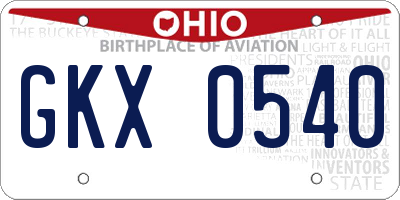 OH license plate GKX0540