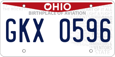 OH license plate GKX0596