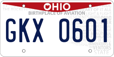 OH license plate GKX0601