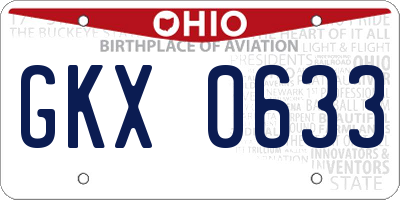 OH license plate GKX0633