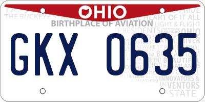 OH license plate GKX0635