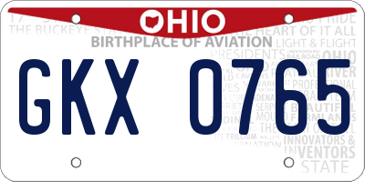 OH license plate GKX0765