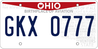 OH license plate GKX0777