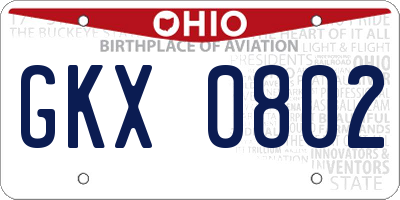 OH license plate GKX0802