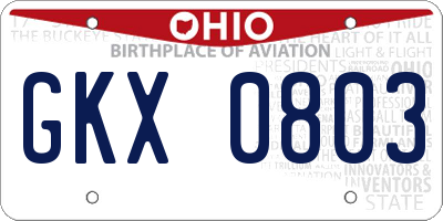 OH license plate GKX0803