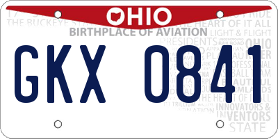 OH license plate GKX0841