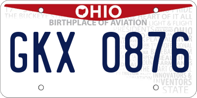 OH license plate GKX0876